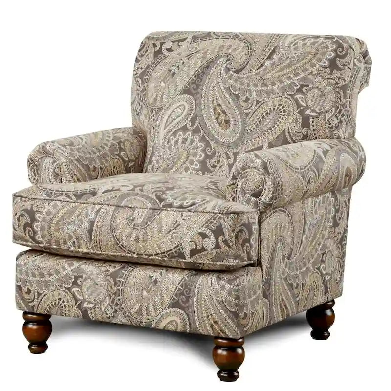 Capernicus Beige Paisley Pattern Accent Chair 1