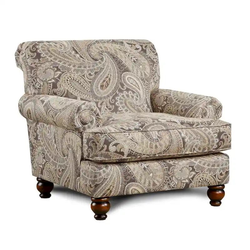 Capernicus Beige Paisley Pattern Accent Chair 2