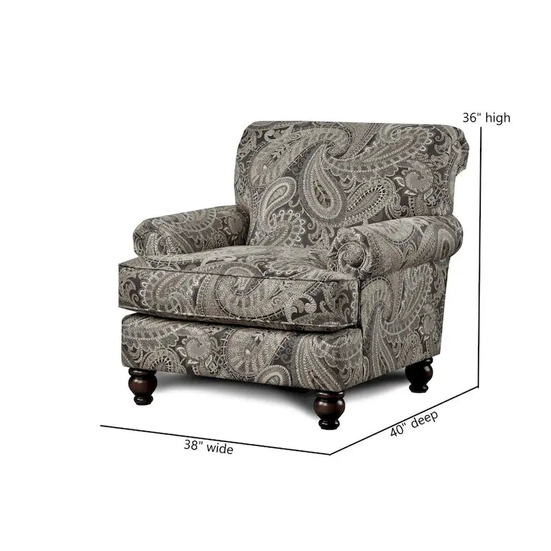 Capernicus Beige Paisley Pattern Accent Chair 4