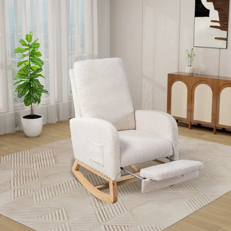 Ergonomic High Back Rocking Chair with Adjustable Footrest 36