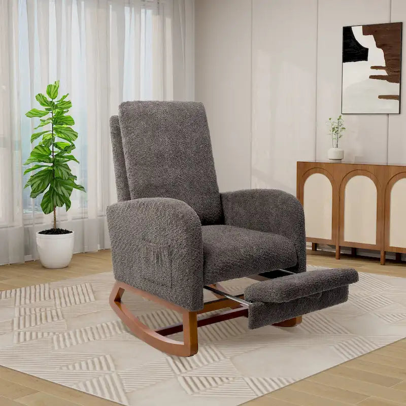 Ergonomic High Back Rocking Chair with Adjustable Footrest 38