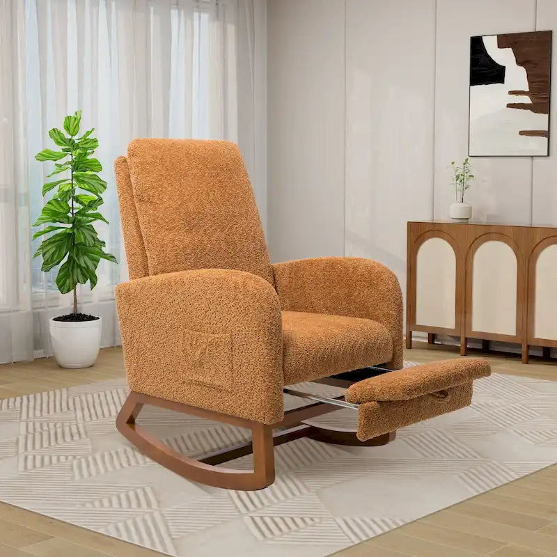 Ergonomic High Back Rocking Chair with Adjustable Footrest 40