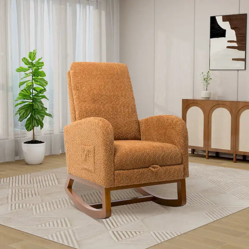 Ergonomic High Back Rocking Chair with Adjustable Footrest 2