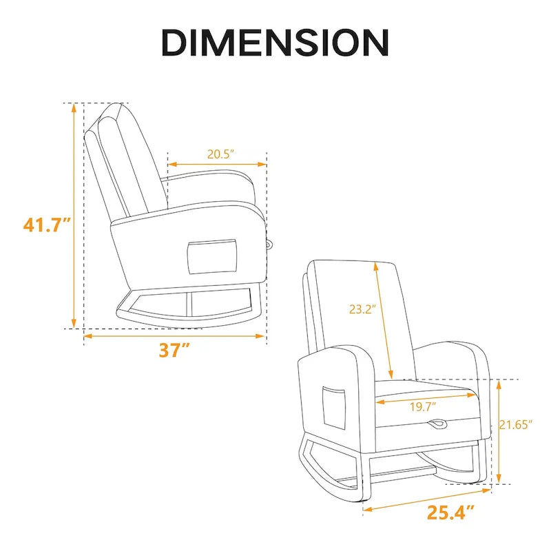 Ergonomic High Back Rocking Chair with Adjustable Footrest 3