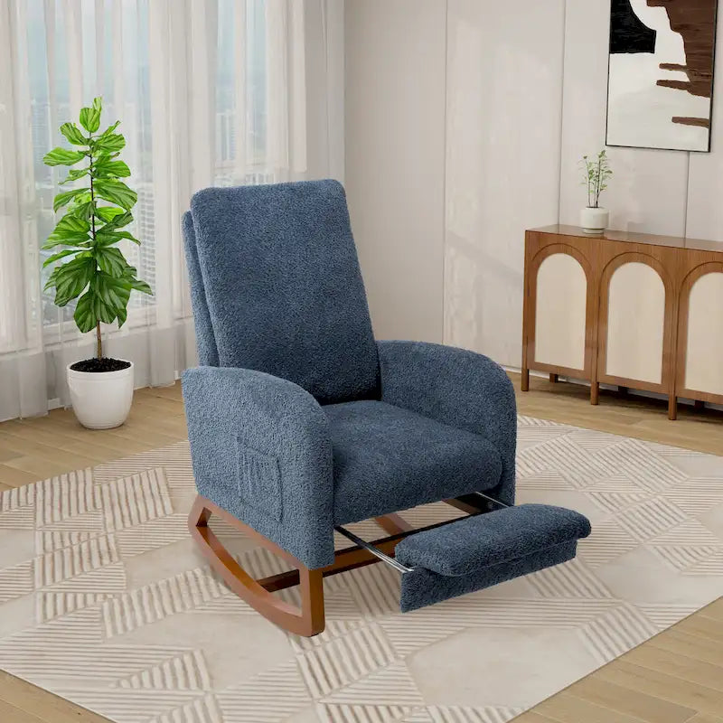 Ergonomic High Back Rocking Chair with Adjustable Footrest 4