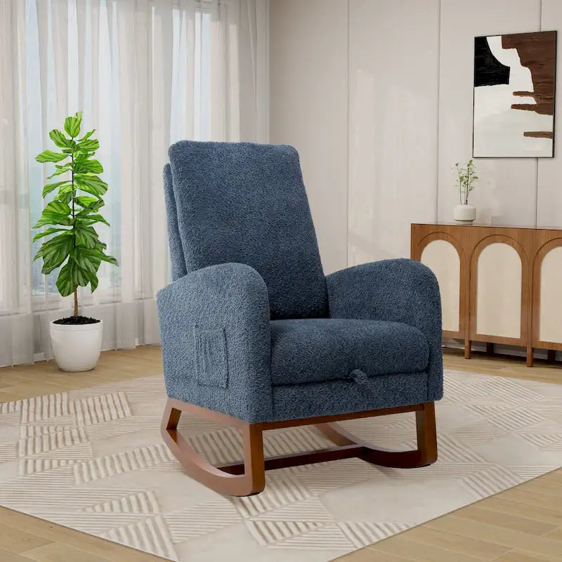 Ergonomic High Back Rocking Chair with Adjustable Footrest 5