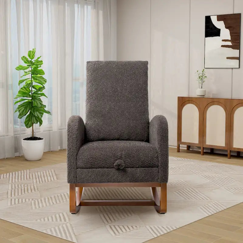 Ergonomic High Back Rocking Chair with Adjustable Footrest 7