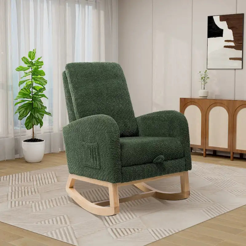 Ergonomic High Back Rocking Chair with Adjustable Footrest 10