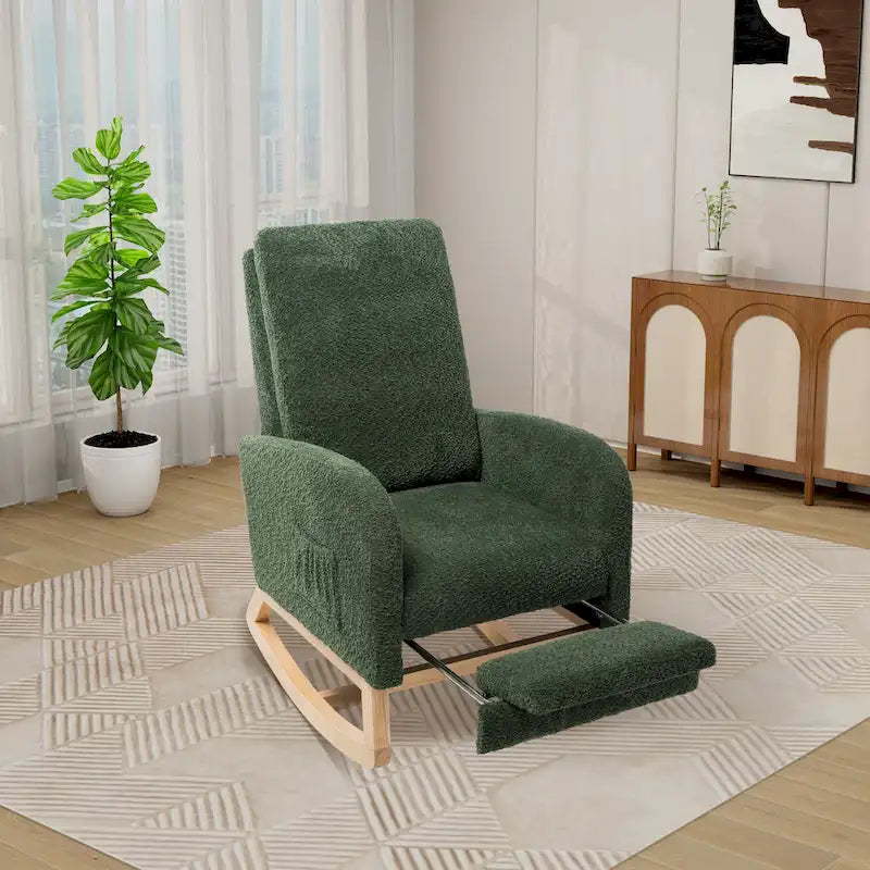 Ergonomic High Back Rocking Chair with Adjustable Footrest 11