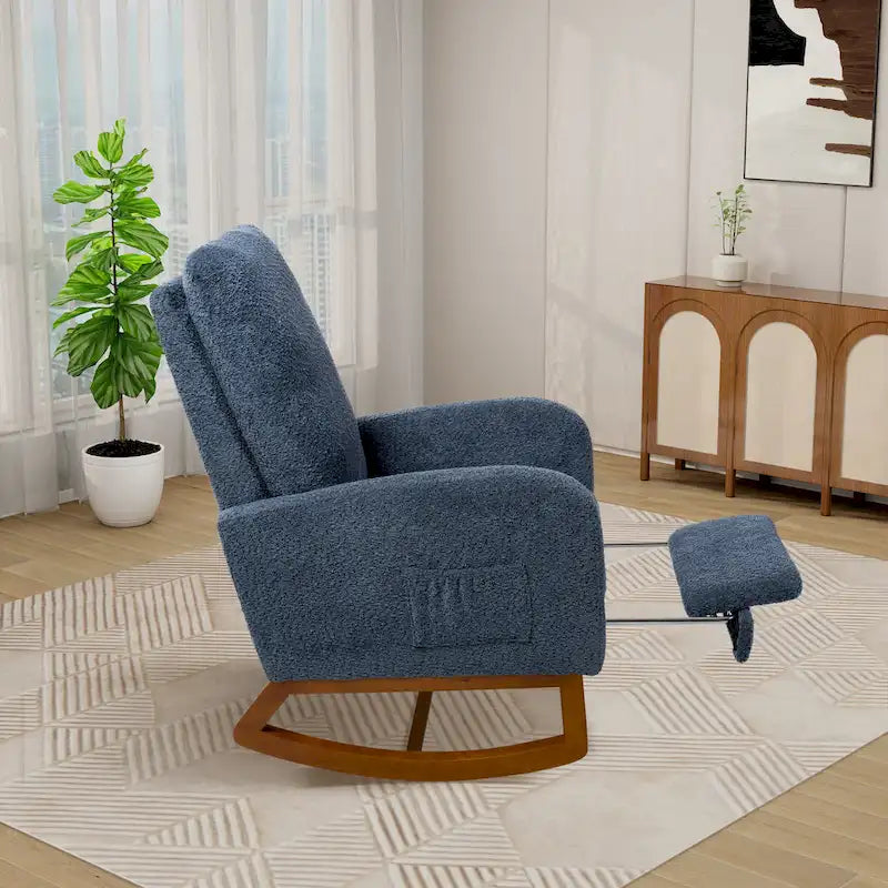 Ergonomic High Back Rocking Chair with Adjustable Footrest 14