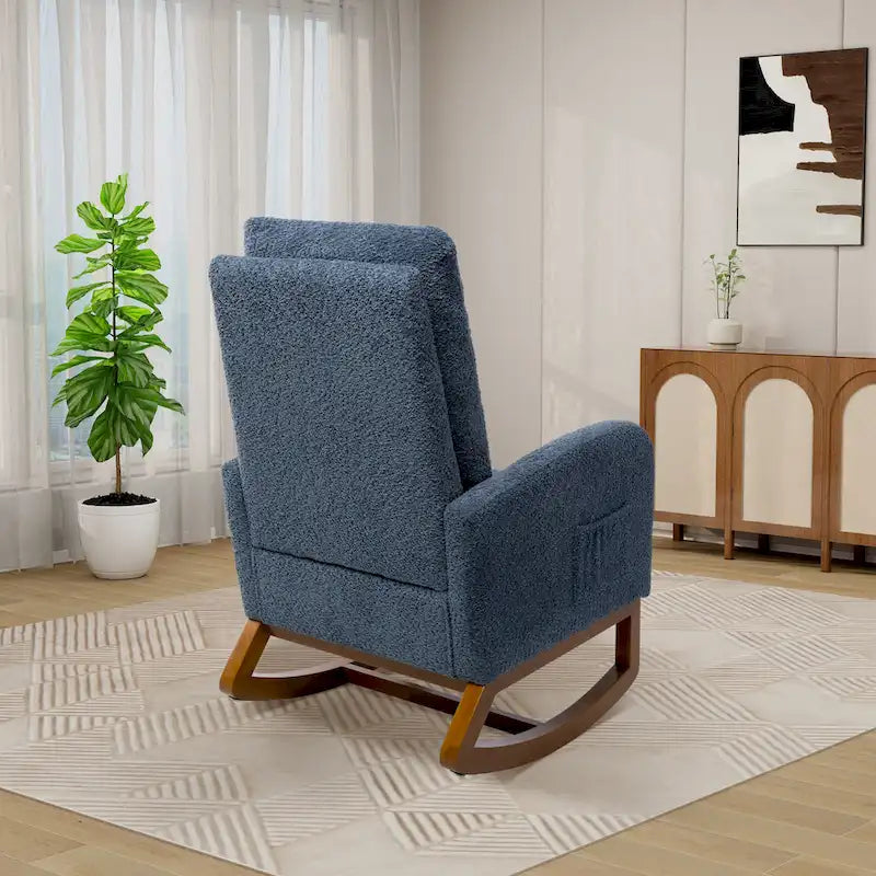 Ergonomic High Back Rocking Chair with Adjustable Footrest 15