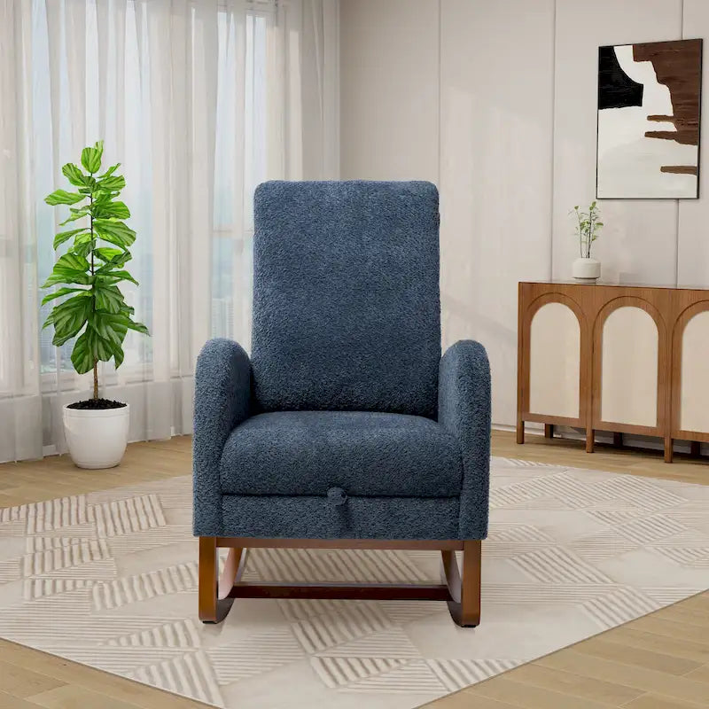 Ergonomic High Back Rocking Chair with Adjustable Footrest 16