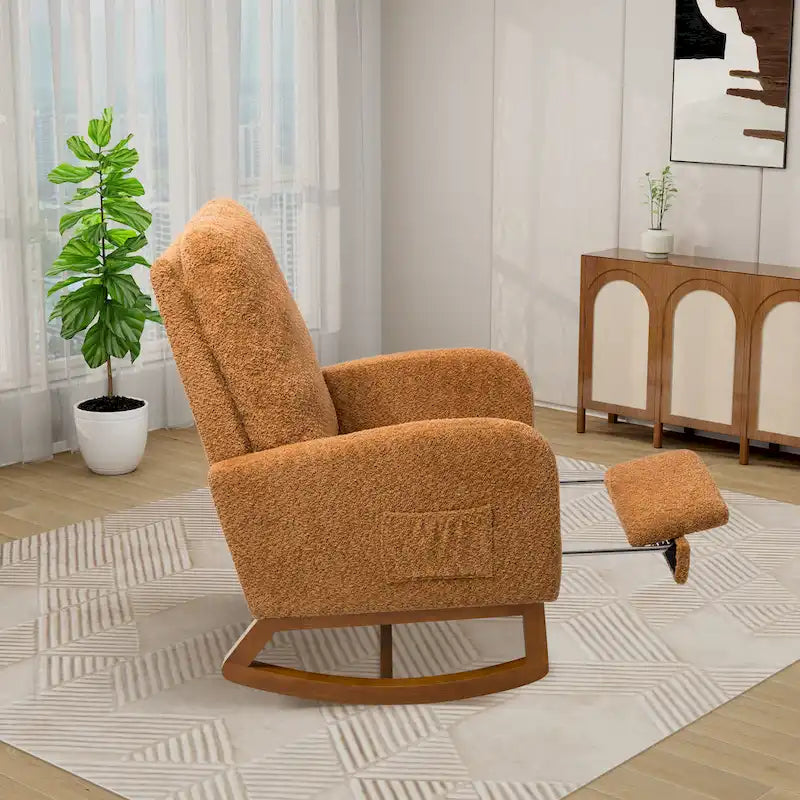 Ergonomic High Back Rocking Chair with Adjustable Footrest 21