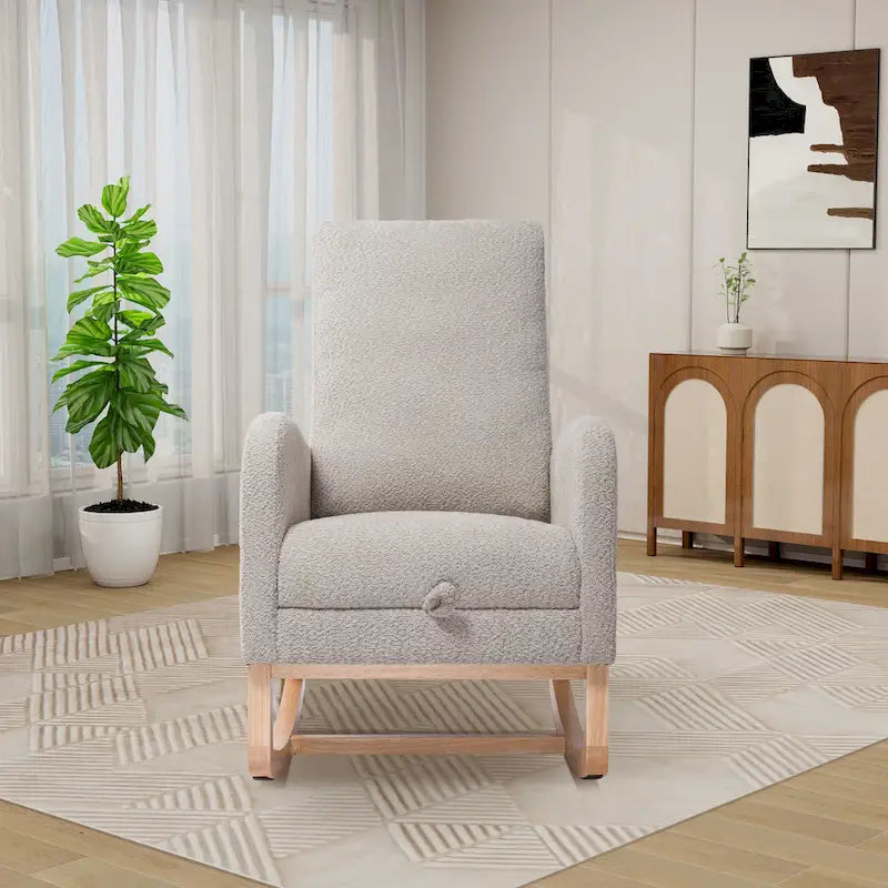 Ergonomic High Back Rocking Chair with Adjustable Footrest 26