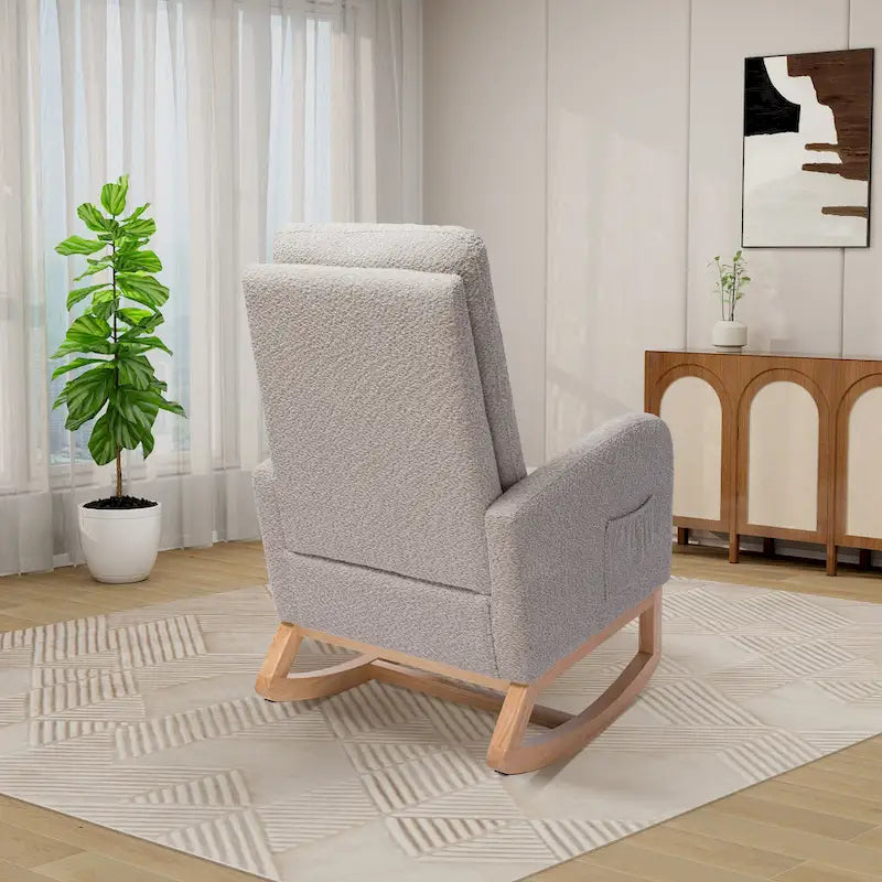 Ergonomic High Back Rocking Chair with Adjustable Footrest 29