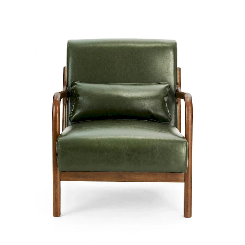 Glitzhome Set of 2 Mid-Century Modern PU Leather Accent Chairs - 30.75H with Cushions (25.75W x 33.75D) 26