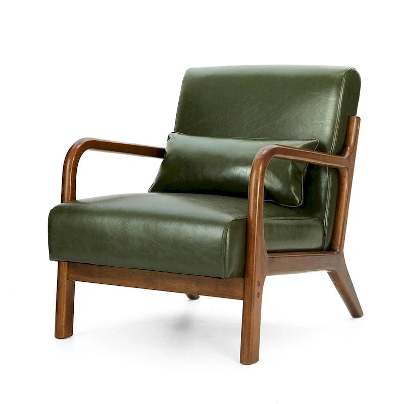 Glitzhome Set of 2 Mid-Century Modern PU Leather Accent Chairs - 30.75H with Cushions (25.75W x 33.75D) 27