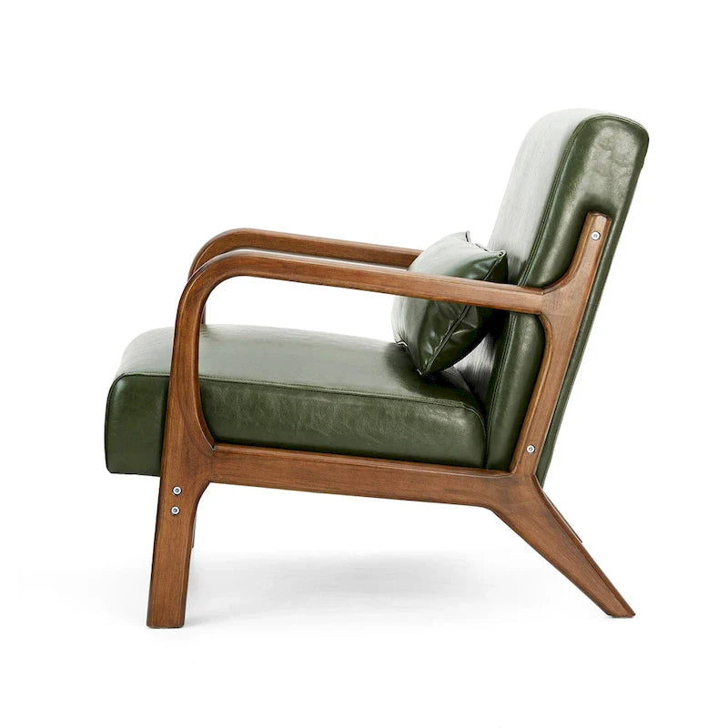 Glitzhome Set of 2 Mid-Century Modern PU Leather Accent Chairs - 30.75H with Cushions (25.75W x 33.75D) 28