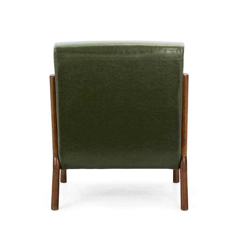 Glitzhome Set of 2 Mid-Century Modern PU Leather Accent Chairs - 30.75H with Cushions (25.75W x 33.75D) 30