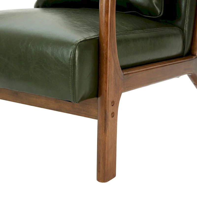 Glitzhome Set of 2 Mid-Century Modern PU Leather Accent Chairs - 30.75H with Cushions (25.75W x 33.75D) 34