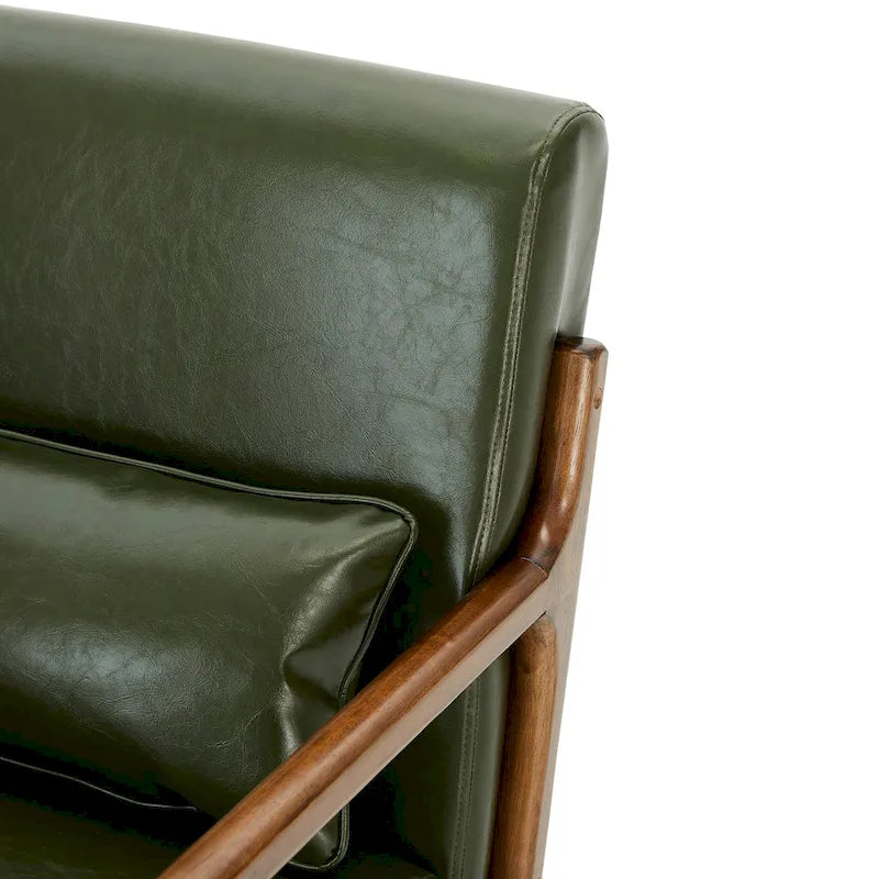 Glitzhome Set of 2 Mid-Century Modern PU Leather Accent Chairs - 30.75H with Cushions (25.75W x 33.75D) 35