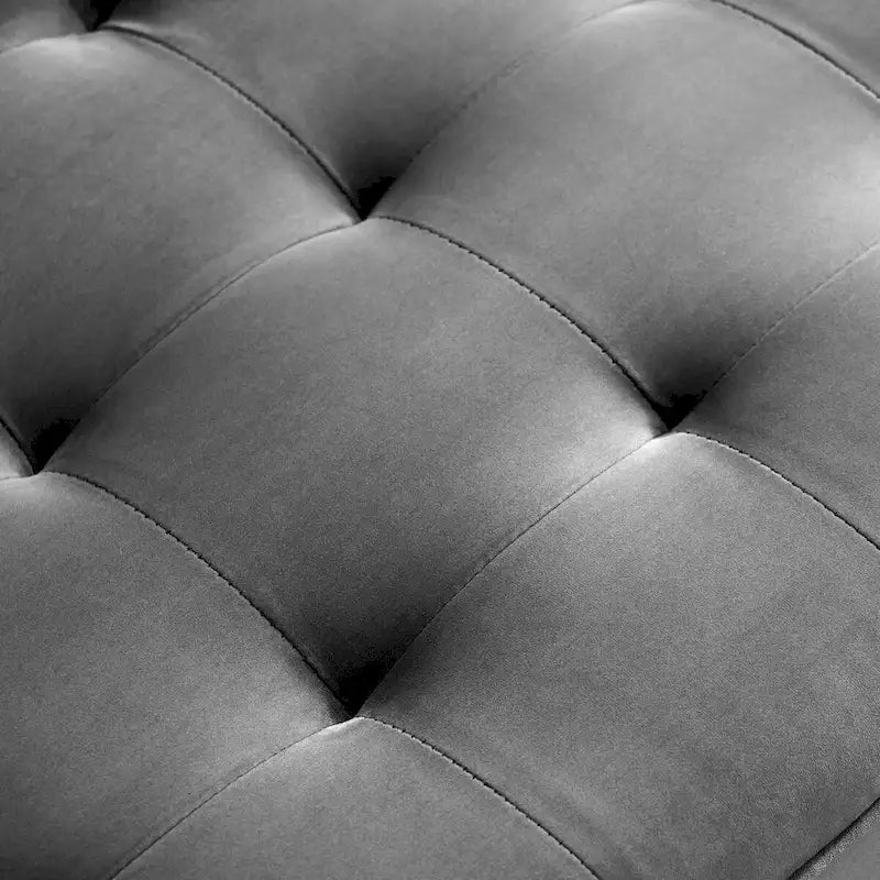 Mid Century Velvet Sofa with Tufted Back and Wooden Legs 15