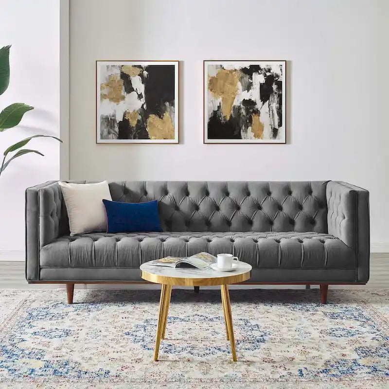 Performance Velvet Tufted Sofa by Elation 2
