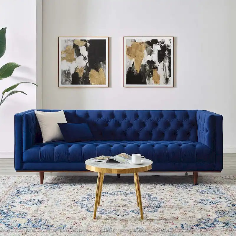 Performance Velvet Tufted Sofa by Elation 3