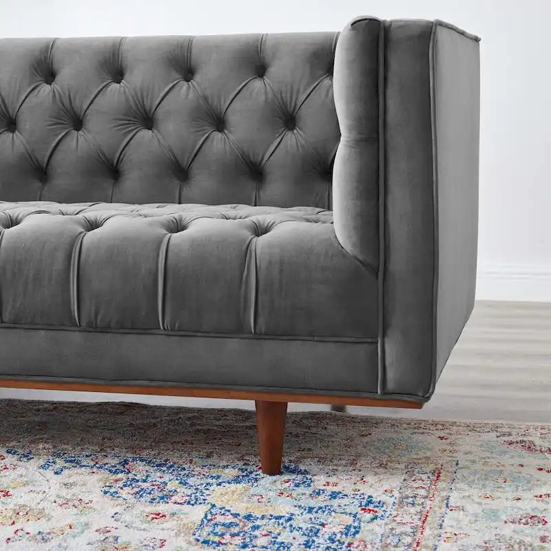 Performance Velvet Tufted Sofa by Elation 10