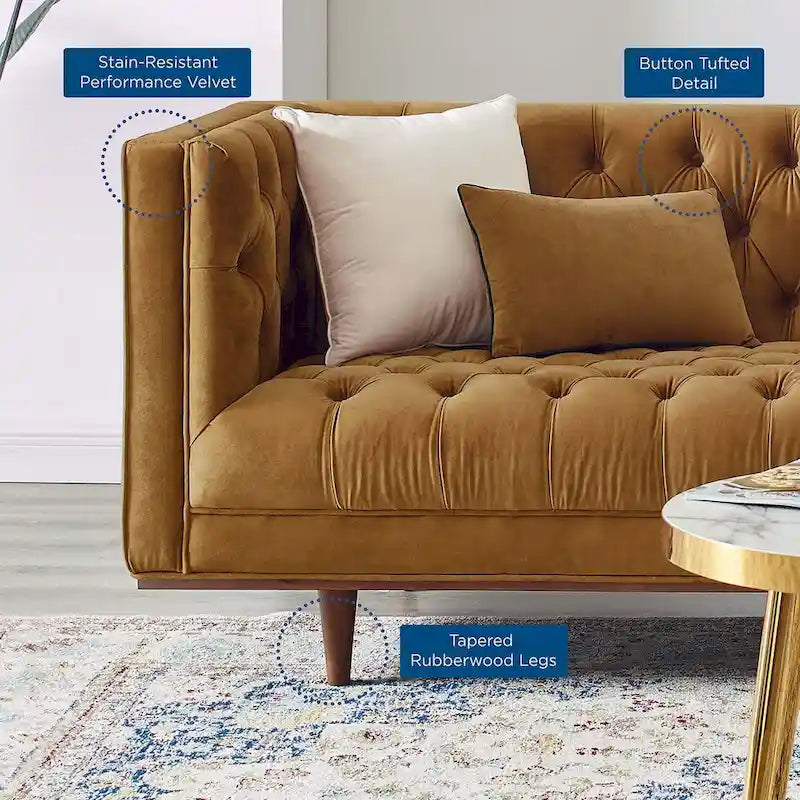 Performance Velvet Tufted Sofa by Elation 23