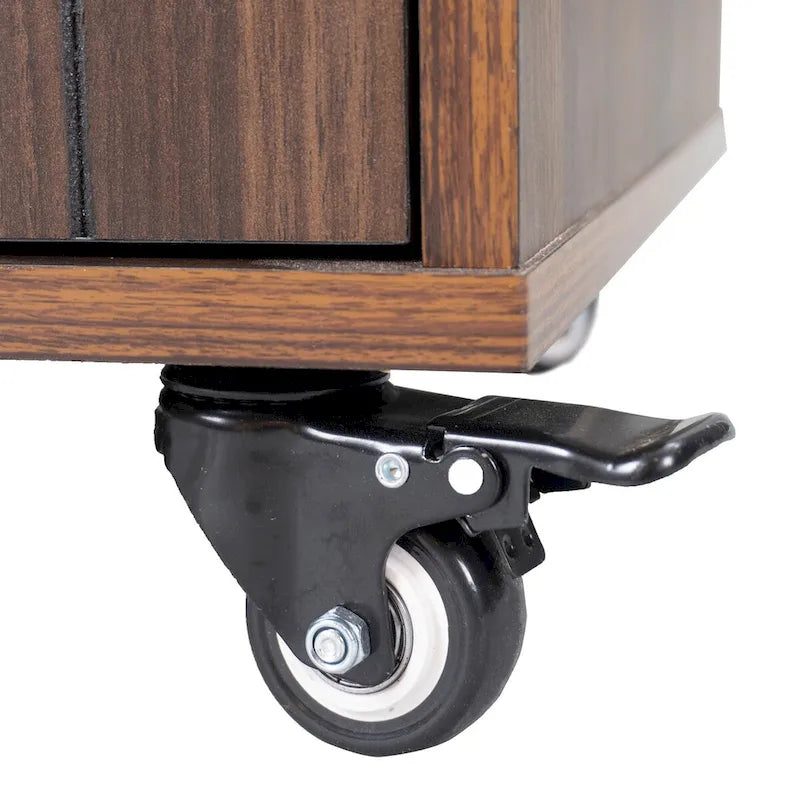 Kitchen Island with Built-In Trash Can Storage and Drop Leaf Cart 10