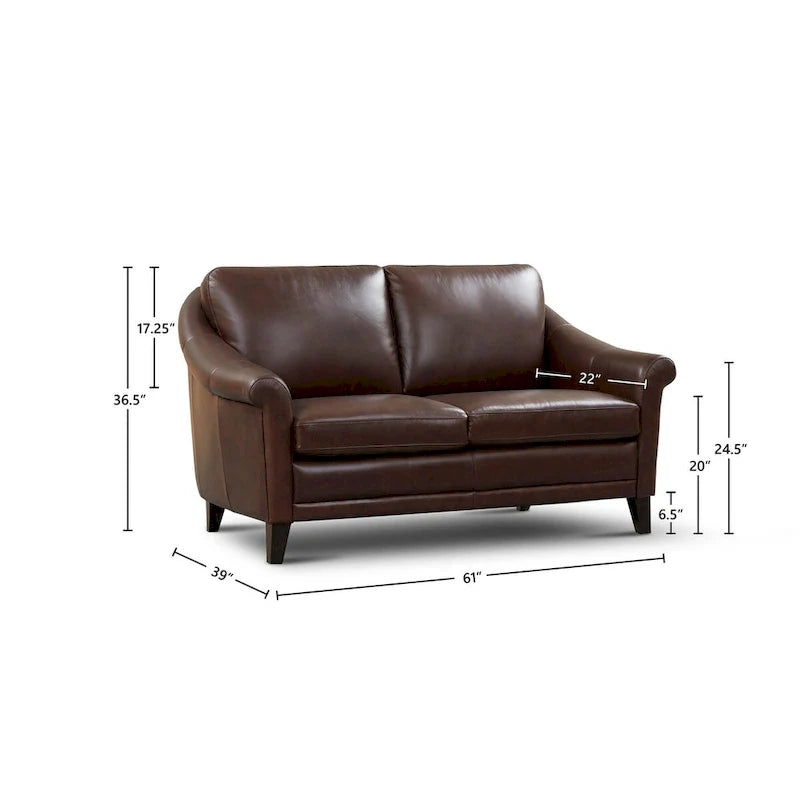 Sienna Authentic Leather Midcentury Modern Loveseat 9