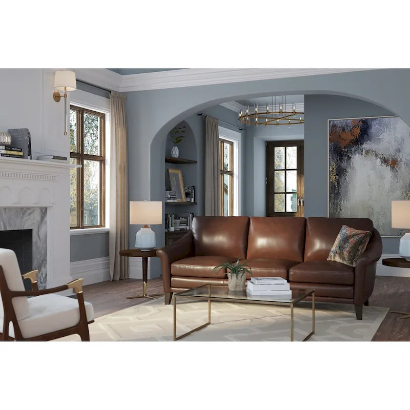 Sienna Authentic Leather Midcentury Modern Loveseat 10