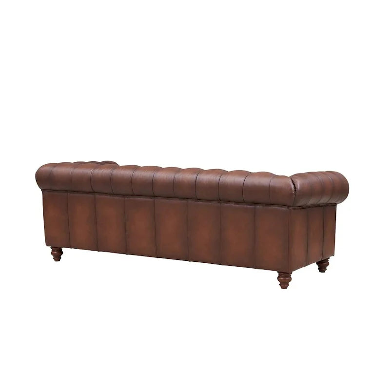 Hydeline Alton Bay Top Grain Leather Chesterfield Sofa and Loveseat Set 4
