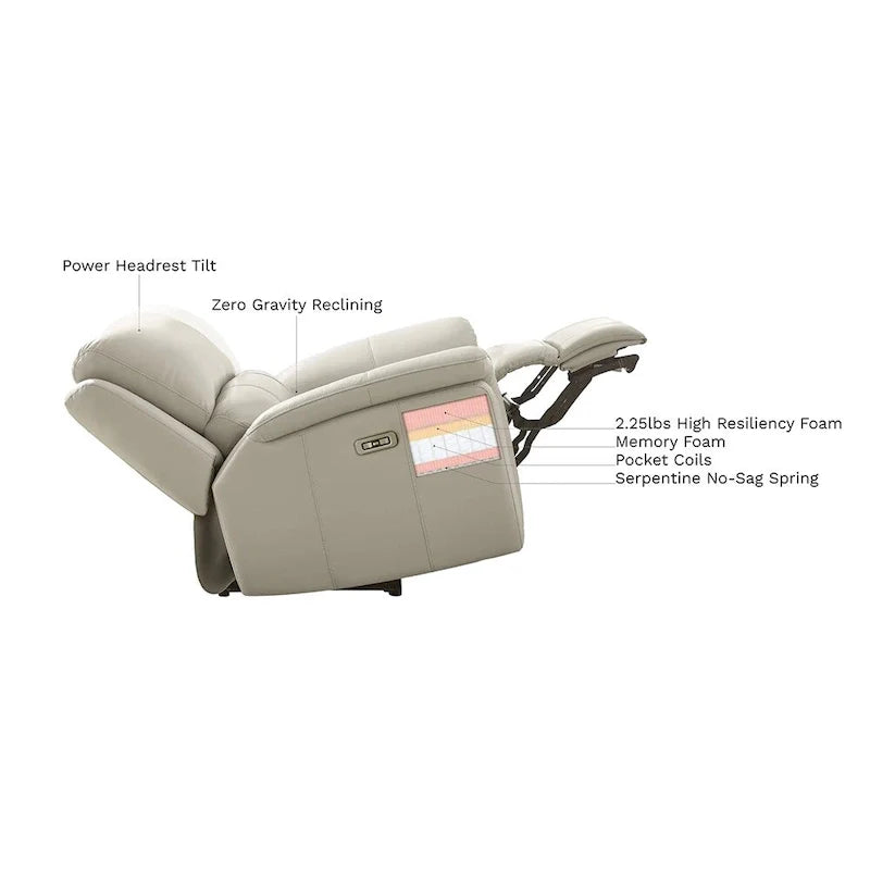 Hydeline Venice Zero Gravity Power Recliner with Adjustable Headrest and Cup Holder in Top Grain Leather 2