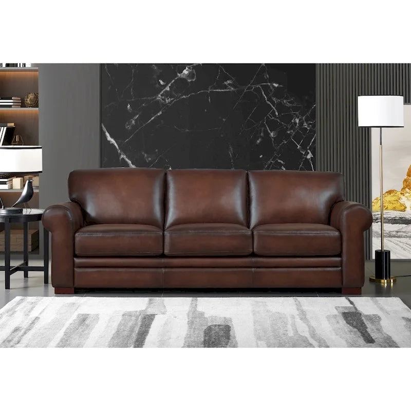 Hydeline Brookfield Premium Top Grain Leather Sofa and Chair Set 4