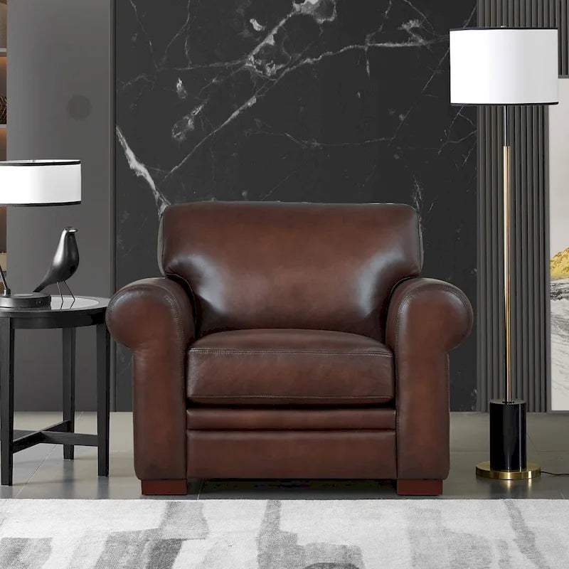 Hydeline Brookfield Premium Top Grain Leather Sofa and Chair Set 5