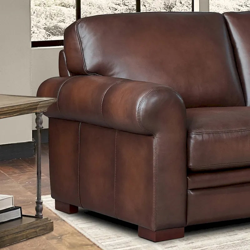 Hydeline Brookfield Premium Top Grain Leather Sofa and Chair Set 7