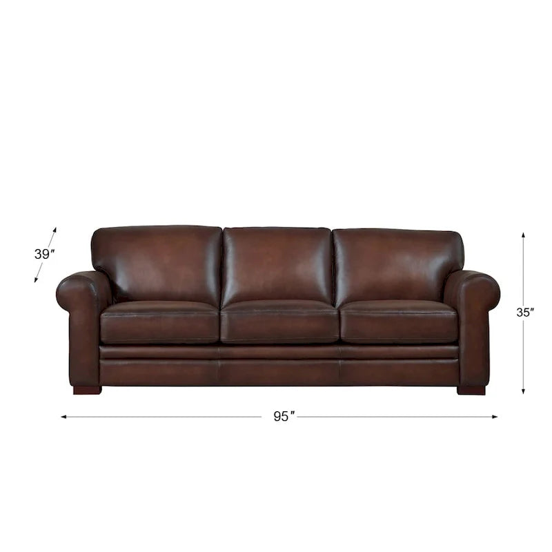 Hydeline Brookfield Premium Top Grain Leather Sofa and Chair Set 10