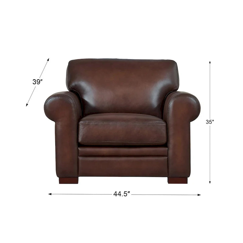 Hydeline Brookfield Premium Top Grain Leather Sofa and Chair Set 11