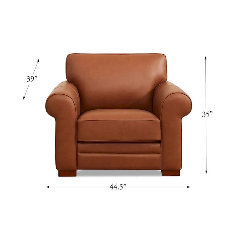 Hydeline Brookfield Premium Top Grain Leather Sofa and Chair Set 20