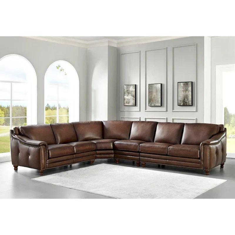 Hydeline Belfast L-Shaped Sectional Sofa in Top Grain Leather 1