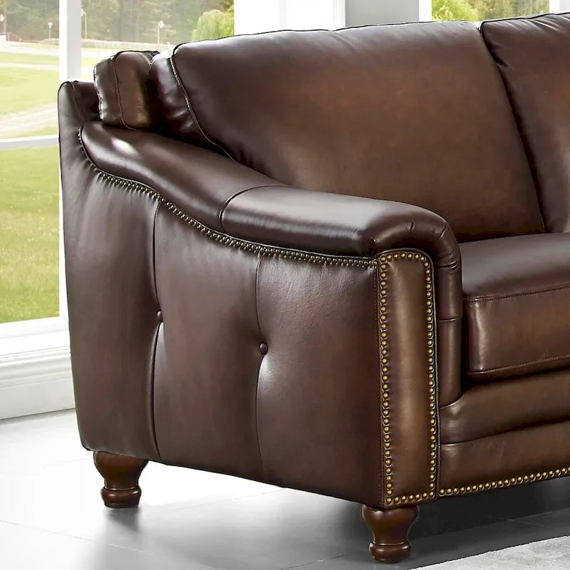 Hydeline Belfast L-Shaped Sectional Sofa in Top Grain Leather 2