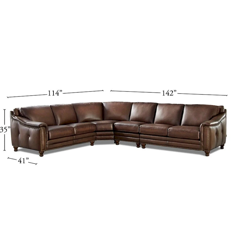Hydeline Belfast L-Shaped Sectional Sofa in Top Grain Leather 6