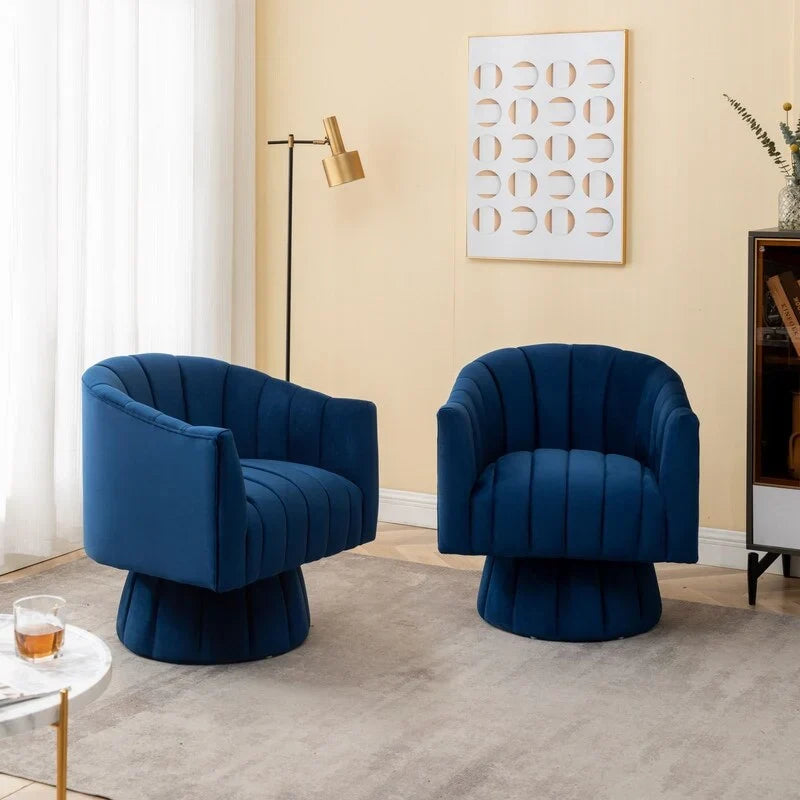 SEYNAR Set of 2 Modern Glam Velvet Upholstered Round Swivel Accent Barrel Chairs 41