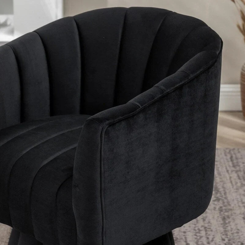 SEYNAR Set of 2 Modern Glam Velvet Upholstered Round Swivel Accent Barrel Chairs 8