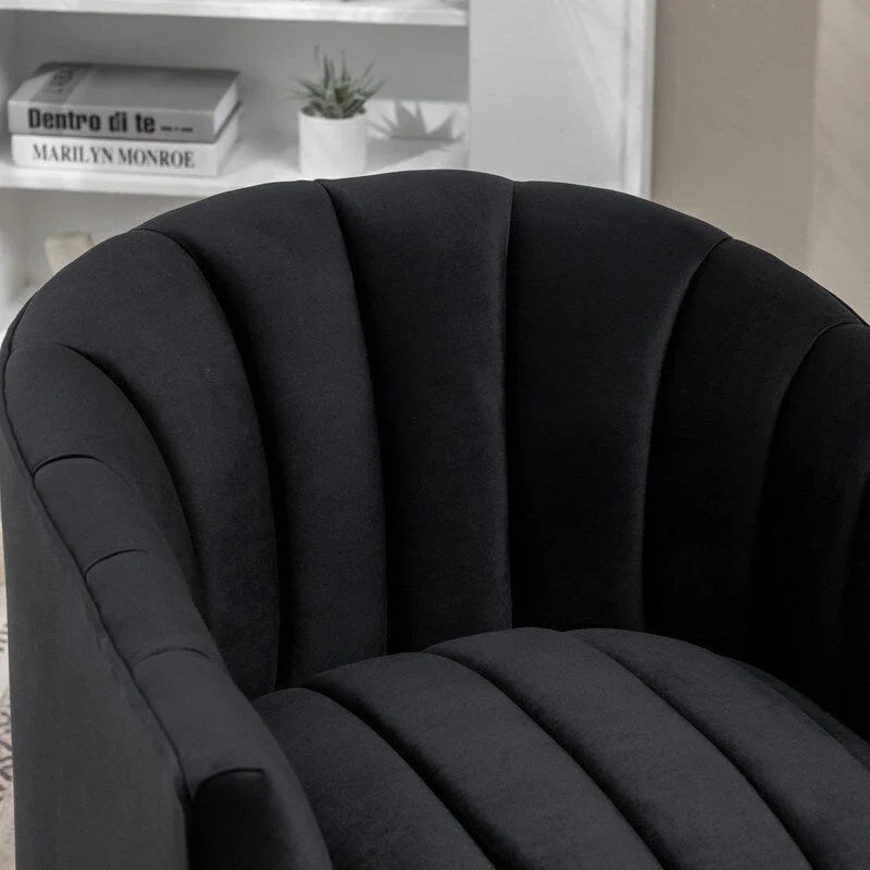 SEYNAR Set of 2 Modern Glam Velvet Upholstered Round Swivel Accent Barrel Chairs 9