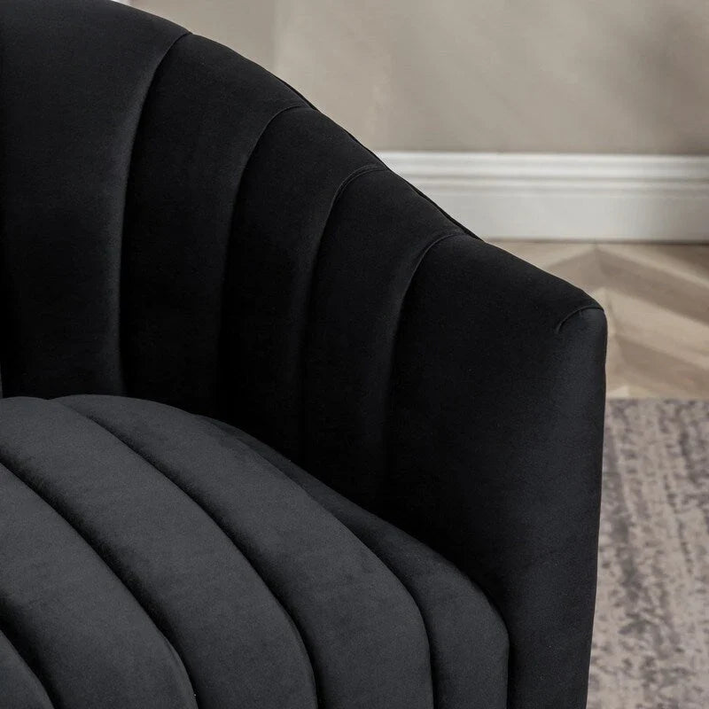 SEYNAR Set of 2 Modern Glam Velvet Upholstered Round Swivel Accent Barrel Chairs 10
