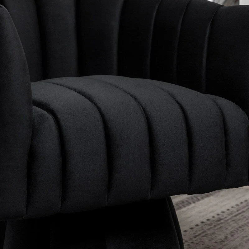 SEYNAR Set of 2 Modern Glam Velvet Upholstered Round Swivel Accent Barrel Chairs 14