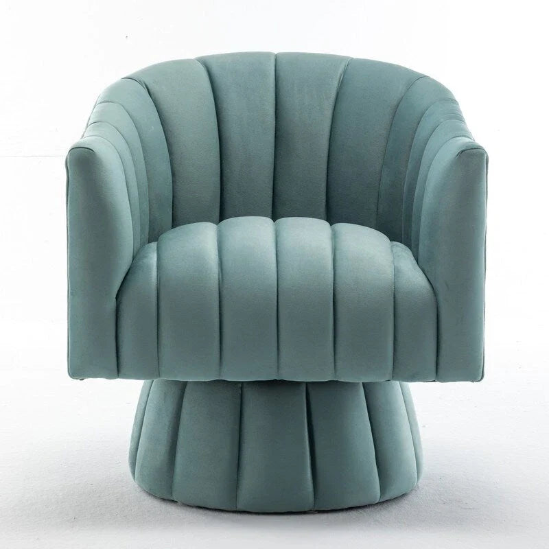 SEYNAR Set of 2 Modern Glam Velvet Upholstered Round Swivel Accent Barrel Chairs 18